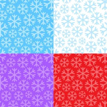 Set of seamless patterns with snowflakes Stock Illustration