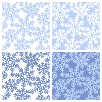 Set of seamless patterns with snowflakes.  Stock Illustration
