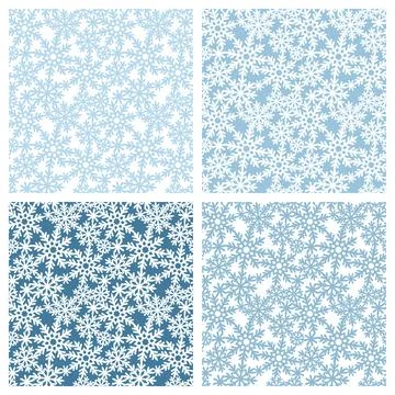 Set of seamless patterns with snowflakes.  Stock Illustration