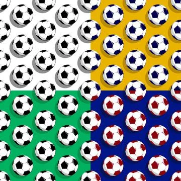 Set of seamless patterns with soccer balls. Team sports, active lifestyle Stock Illustration