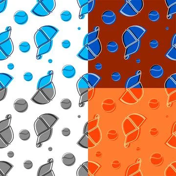 Set of seamless patterns with sport baseball cap and ball in simple style Illustrazione stock