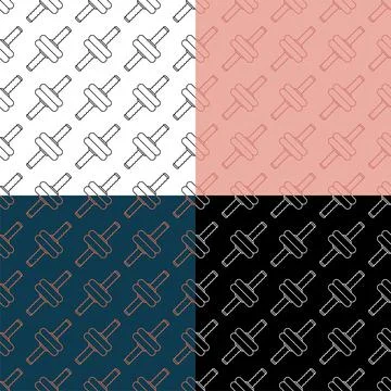 Set of seamless patterns with sports ab wheel icon for press. Ornament Illustrazione stock