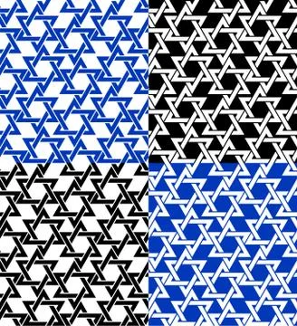 Set of seamless patterns with Star of David symbol. Ornament for decoration Stock Illustration