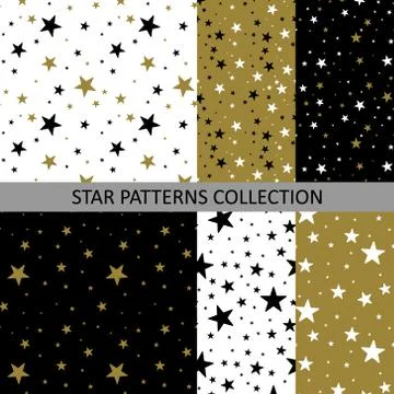 Set of seamless patterns with star shapes Stock Illustration