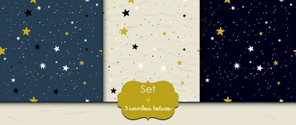 Set of seamless patterns with stars. Vector illustration EPS8 Stock Illustration