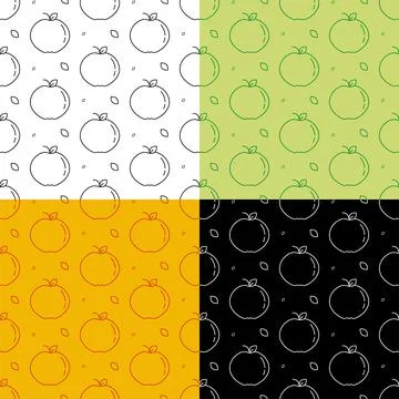 Set of seamless patterns with Sweet apple and leaf. Ornament for decoration a Illustrazione stock