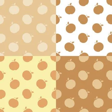 Set of seamless patterns with Sweet apples. Collecting autumn harvest of frui Stock Illustration