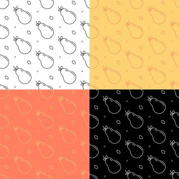 Set of seamless patterns with Sweet pear and leaf. Ornament for decoration an イラスト素材