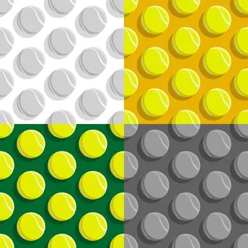 Set of seamless patterns with tennis balls. Team sports, active lifestyle Stock Illustration