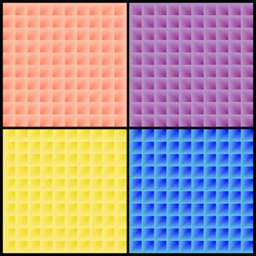 Set of seamless patterns of three-dimensional squares. Stock Illustration