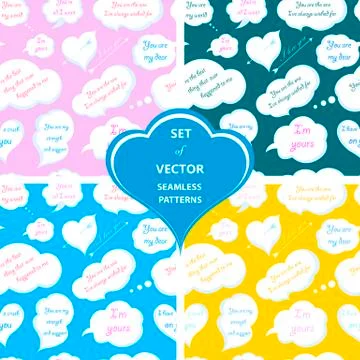 Set of seamless patterns for Valentine's Day Stock Illustration