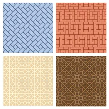 Set of seamless pavement pattern in korean style Stock Illustration