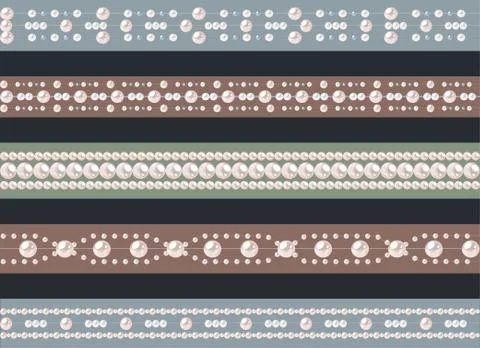 Set of seamless pearl borders. Stock Illustration