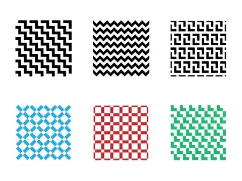 Set of Seamless pixel pattern on white, vector Stock Illustration