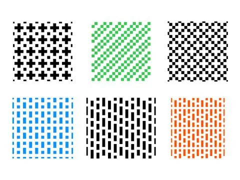 Set of Seamless pixel pattern on white, vector Illustrazione stock