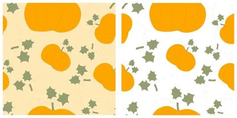 Set of seamless pumpkin patterns.  Stock Illustration