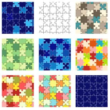 Set of seamless puzzle patterns Stock Illustration