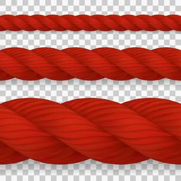 Set of seamless realistic hemp ropes with high detail Illustrazione stock