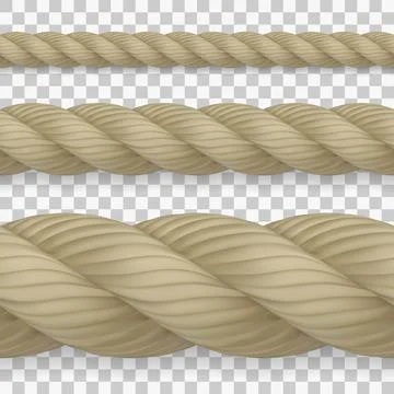 Set of seamless realistic hemp ropes with high detail 库存插图