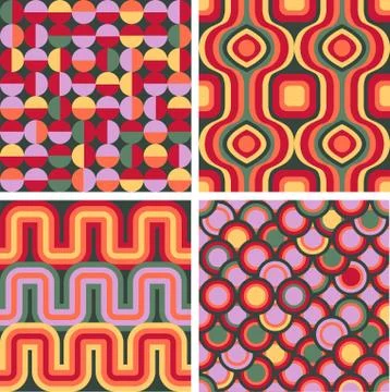 Set of seamless retro patterns Stock Illustration