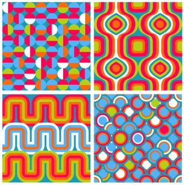 Set of seamless retro patterns Stock Illustration