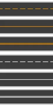 Set of seamless road dimensions on white isolated background. Top view. Set o Stock Illustration