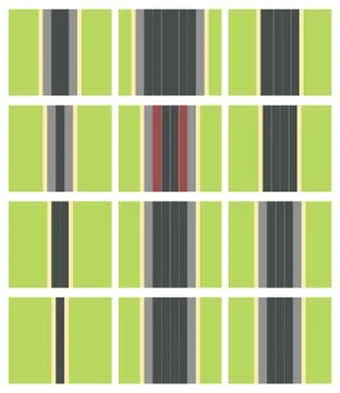Set of Seamless Road Types. Highway Top View. Vector Stock Illustration