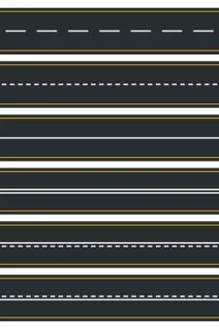 Set of Seamless Road Types. Highway Top View. Vector Stock Illustration