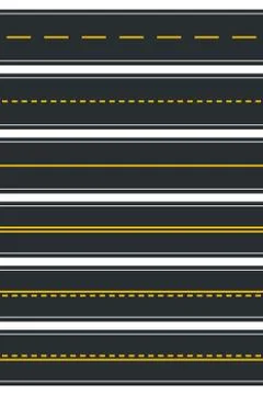 Set of Seamless Road Types. Highway Top View. Vector Stock Illustration