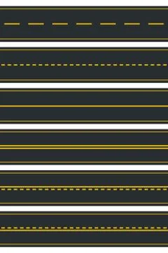 Set of Seamless Road Types. Highway Top View. Vector Stock Illustration