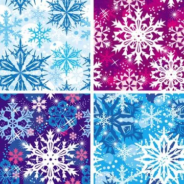 Set of seamless snowflakes pattern Stock Illustration