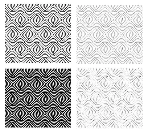 Set of Seamless spiral line pattern vector art Stock Illustration
