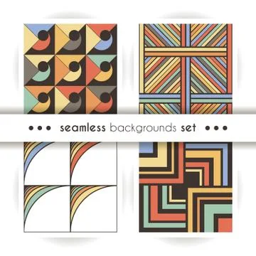 Set of seamless square patterns. Abstract stripes and spiral endless backgrou イラスト素材