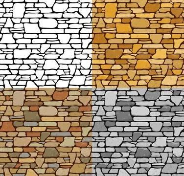 Set Seamless Stone Textures Stock Illustration