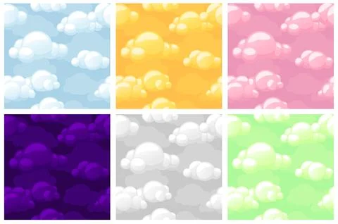 Set seamless Stylized Clouds Texture. Seamless Pattern sky Stock Illustration
