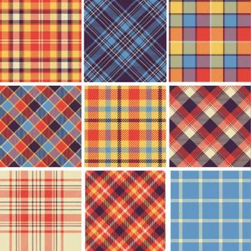 Set of seamless tartan patterns Stock Illustration