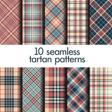 Set of seamless tartan patterns Stock Illustration