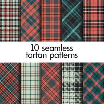 Set of seamless tartan patterns Stock Illustration