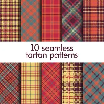Set of seamless tartan patterns Stock Illustration
