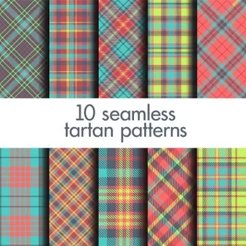 Set of seamless tartan patterns Stock Illustration