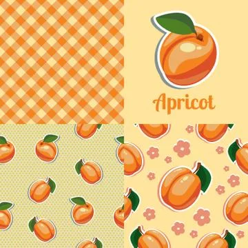 Set seamless texture with apricot Stock Illustration
