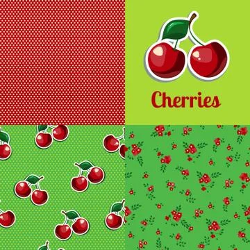 Set seamless texture cherry Stock Illustration