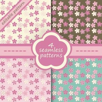 Set of seamless textures. Cherry blossoms. Spring seamless texture. Cherry bl Illustrazione stock