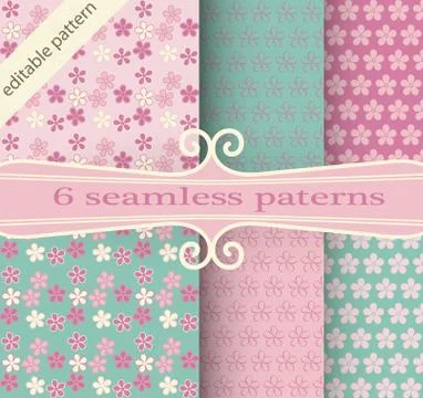 Set of seamless textures. Cherry blossoms. Spring seamless texture. Cherry bl イラスト素材