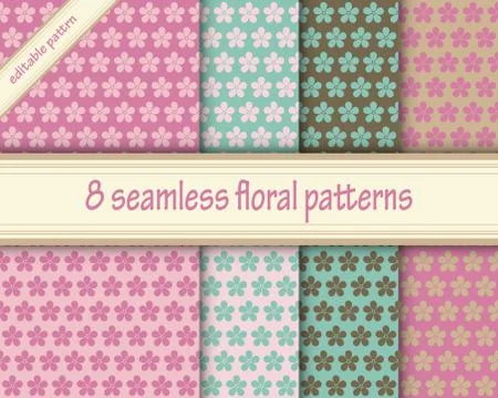 Set of seamless textures. Cherry blossoms. Spring seamless texture. Cherry bl Stock Illustration