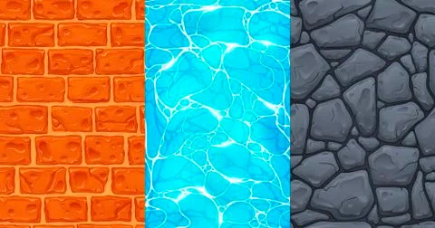 Set of seamless textures for game development Stock Illustration