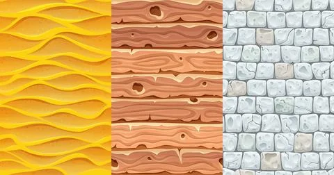 Set of seamless textures for game development Stock Illustration