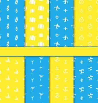 Set Seamless Textures with Nautical Elements Stock Illustration