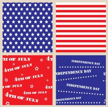 Set of seamless textures with USA Independence Day Stock Illustration