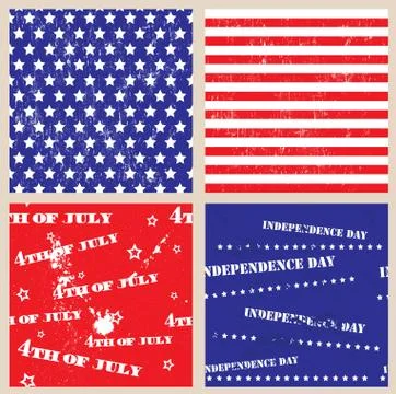 Set of seamless textures with USA Independence Day Stock Illustration